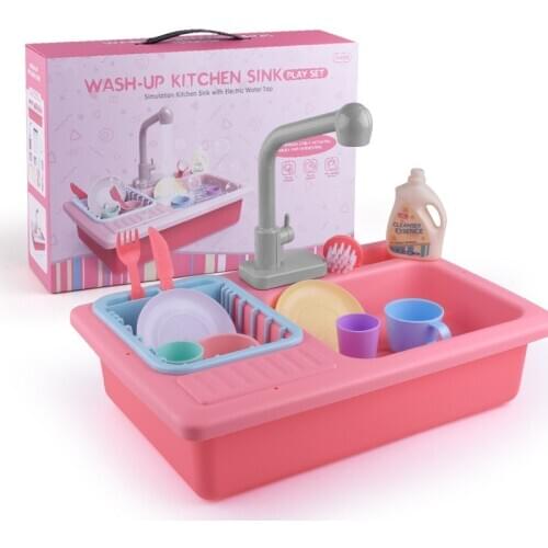 Kitchen Sink Toy Electric Circulating Water Dishwasher Set Baby Pretend House Toy For Boys Girls Kids Birthday gift