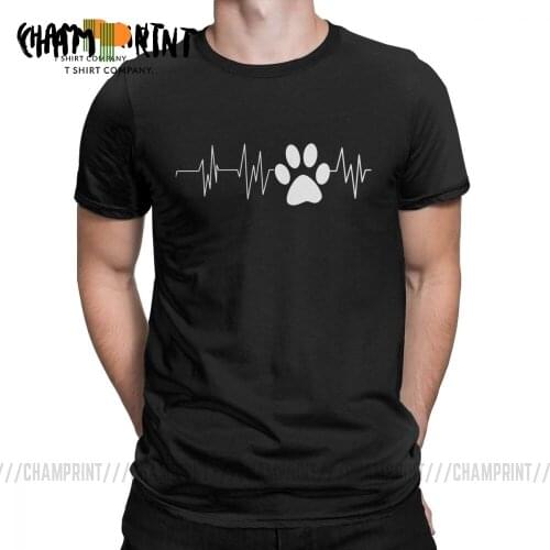 Heart Beats For Dogs T-Shirts for Men Short Sleeve Fun Tees Round Neck Pure Cotton Tops Classic T Shirts