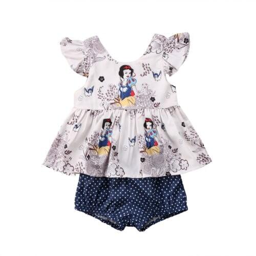 New Fashion Cute Character Baby Girls Clothes Vest Tops T shirt+Shorts Briefs 2pcs Outfits Set Clothes Size 0-3T