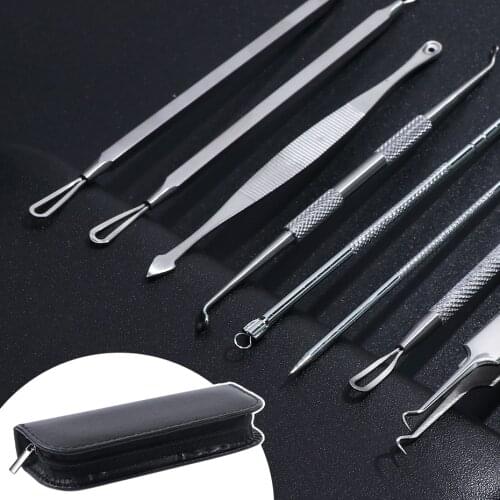 1Set Acne Clipper Tweezers Pimple Blackhead Remover Needles Facial Care Stainless Steel Cleaning Tools Beauty Kits LYMP01-02