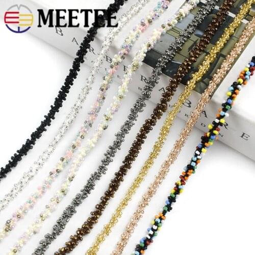 4Meters Meetee 0.5cm Width Beaded Lace Trim Ribbon DIY Sewing Clothing Accessories Lace Hair Decoration Bags Home Curtains Craft
