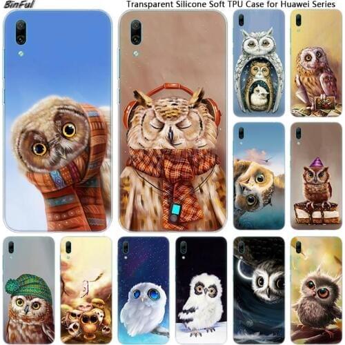 Hot Cute owl Soft Silicone Phone Case for Huawei Mate 10 20 Lite Pro Enjoy 9S Y9 Y7 Y6 Y5 2019 2018 Pro 2017 Fashion Cover