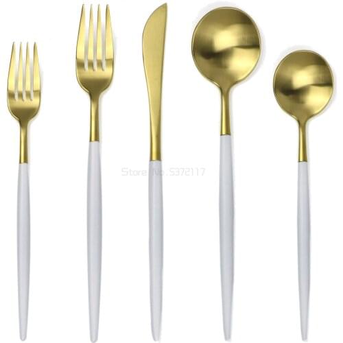 Mirror Rainbow Stainless Steel Tableware Cutlery Set Forks Knives Spoon Complete Dinner Set Dessert Soup Spoon Flateware Set