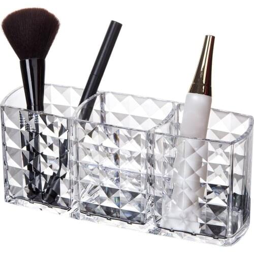 Table Top Makeup Brush Pen Holder-3 Dividers Cosmetic Lipstick Brush