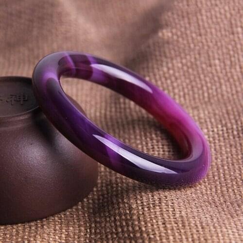 Natural Dark Purple Jade Bangle Charm Jewellery Womens Hand-Carved Jadeite Bracelet Bangles for Women Men Fashion Accessories