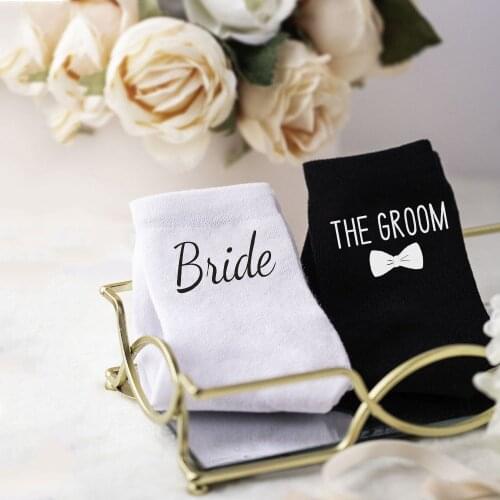 Unisex Bride Groom Wedding Socks Custom Groom Party Accessory Wedding Gifts Couples Matching Set of Socks Set of 2 Pairs
