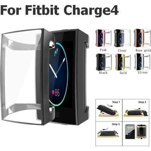 Plating Protective Case For Fitbit Charge 4 3 Smart Watch Cover Full Edged Protector Anti Shock With Screen Film Shell Durable