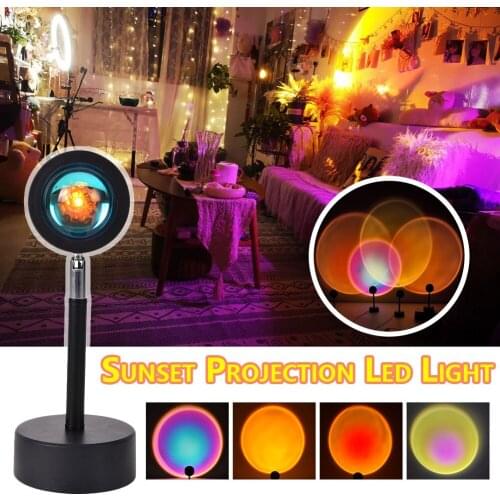 Sunset Projection LED Light Rainbow Atmosphere Lamp Creative Background Wall Decoration Projector Fill Light for Living Room