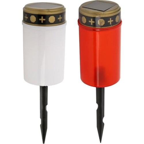 Solar Sensor Electronic Candle LED Auto Flameless Tea Light Grave Cemetery Ritual Lawn Lighting Halloween Decor Prop For Pathway