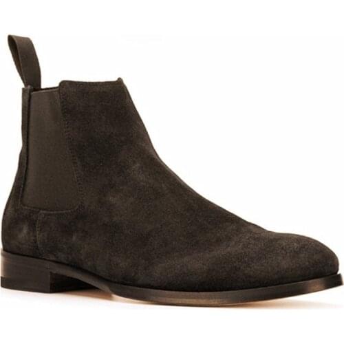 Yomior New Men Shoes Vintage British Handmade Dress Ankle Boots Cow Leather High Quality Pointed Toe Retro Wedding Chelsea Boots