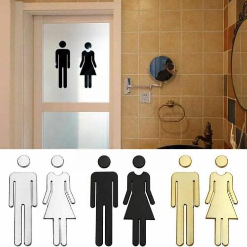 Toilet Sign Woman Man WC Logo Self-Adhesive Removable Wall Restaurant Hotel Sign Label Bathroom Decor Toilet Sticker Door 3 U7I1