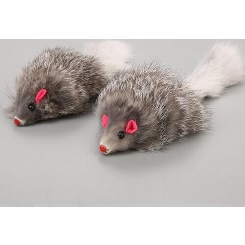 1Pcs 18cm Cat Pet Toys Real Fur Cat Long-haired Tail Feathers Mice Mouse Rabbit Cat Dog Toys