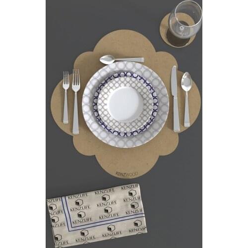 2pcs/set Solid Design Placemats With Coaster Non Slip Table Mats Kitchen Wood Mdf Accessories Home Pad Coaster Dining Table