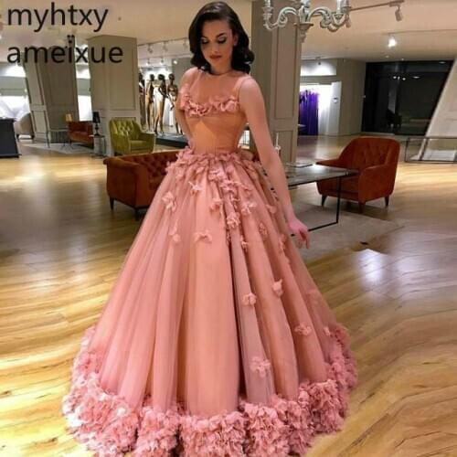 2020 Pink Fairy Evening Dress Arabic Style A Line Long Holiday Wear Pageant Prom Party Gown Plus Size Custom Made Event Dress