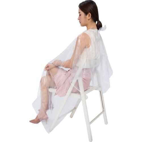 50/100 Pcs Disposable Hairdressing Capes PE Waterproof Apron Cutting Perm Dye Hair Cape Barber Transparent Hairdressing Cloth