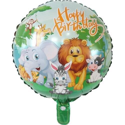 50pcs Jungle Animal Lion Cow Zebra Elephant Monkey Foil Balloon Zoo Farm Birthday Party Decoration Kids Toys Baby Shower Decor