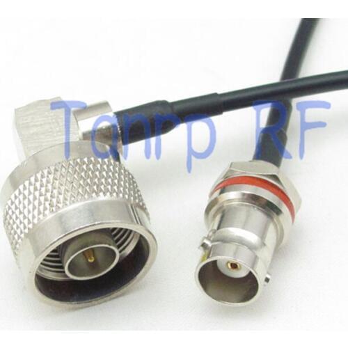 8in N male right angle to mini BNC female with nut bulkhead RF connector adapter 20CM Pigtail coaxial cable RG174 extension