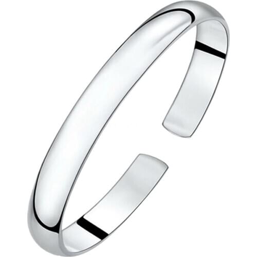 Silver Color Titanium Stainless Steel Open Cuff Bangles Bracelet For Men Women Fashion Jewelry