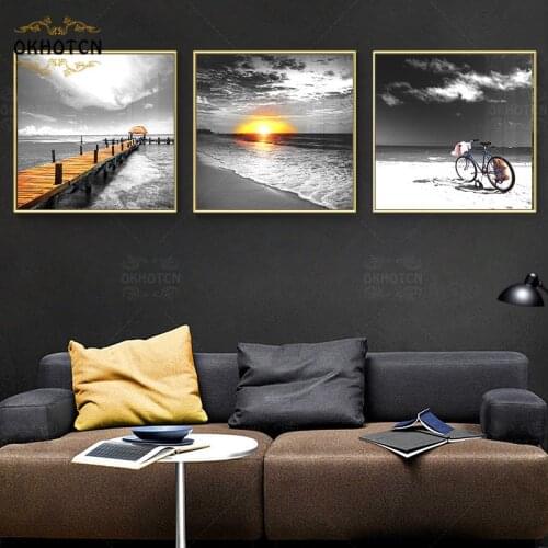 Black White Photography Scenery Picture Home Decor Wall Art Canvas Painting Landscape Poster Modern Art Decor for Living Room