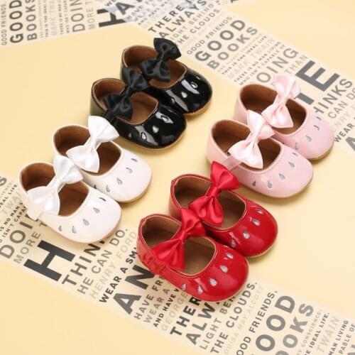 Spring And Autumn Style Female Baby Shoes Pure Color Bow Princess Shoes Garden Shoes 0-18 Months Newborn Toddler Shoes