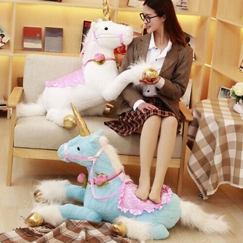 Big size unicorn horse Children plush toy horse riding birthday Valentines Day gift kids baby stuffed toy