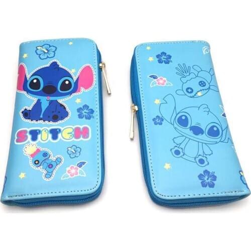 Disney wallet Cartoon Stitch card holder pu coin bag Cute Cartoon Student Wallet Boys and Girls Short Wallet