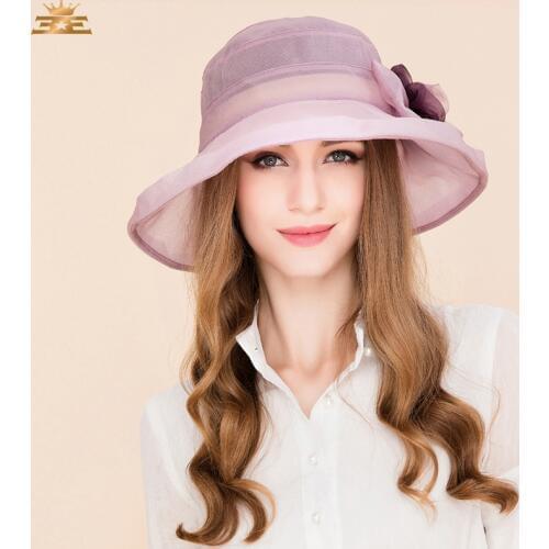Elegant Light Purple Silk Fedoras Ladies Derby Hats for Weddings Women Fascinator Cute Wide BrimFascinating Floral Hat B-8205