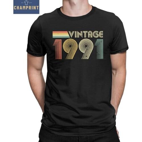 Men Vintage 1991 30th Birthday Gift T Shirt 30 Years Old Pure Cotton Clothes Short Sleeve Round Neck Tee Shirt Adult T-Shirts