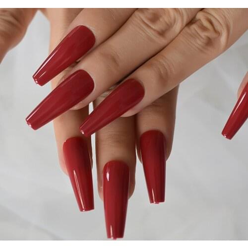 Glossy UV Gel Fake False Nails Extra Long High-heel Shaped Press On Nails Coffin Ballerina Nail Art Tips