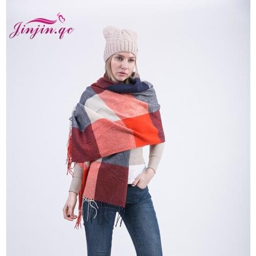 Jinjin.QC 2019 New Fashion Wool Winter Scarf Women Spain Design Scarf Plaid Thick Brand Shawls & Scarves Female Wraps&Pashmina