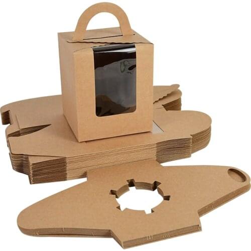 5Pcs Portable Transparent Cupcake Box Clear Paperboard Small Cake Packaging Boxes for Event Party Xmas Business Wrapper Supplies