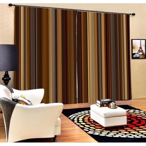 Brown stripe curtains 3D Blackout Curtains For Living room Bedding room Drapes Cotinas para sala Drapes Cortinas