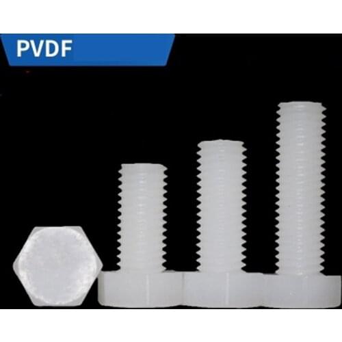 M3 m4 m5 m6 PVDF External Hex Screw Plastic Anti-corrosion Bolts Hex head Screws 16-70mm Length