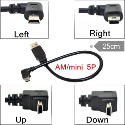 Mini USB Cable Combo Mini USB Right Angle & Left Angle Male to USB Type A 2.0 Right Angle Male Data Sync and Charge Cable 0.25M