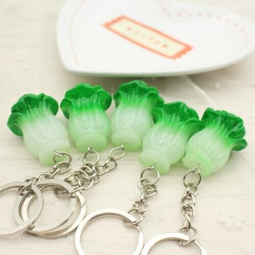 Mini Green Chinese Cabbage Resin Artificial Vegetables Keychain Pendant Fake Food Garden Decor Simulation Chinese Cabbage