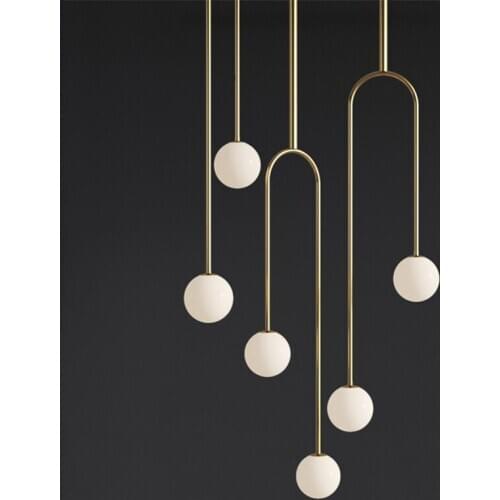 Minimalist Line A Chandelier Post Modern Designer Restaurant Bar Café Personality Bar Counter Glass Sphere Lamps And Lanterns