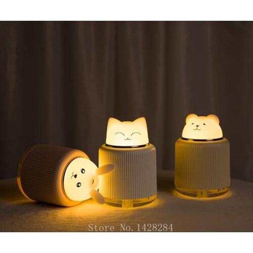 Cartoon Cat Rabbit Bear Humidifier Car Bedroom Office Sprayer USB Night Light Oil Essential Diffuser Air Purifier