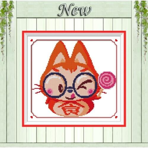 Fat cat home wall decor painting counted print on canvas DMC 14CT 11CT DIY Cross Stitch chinese Embroidery kits Needlework Sets