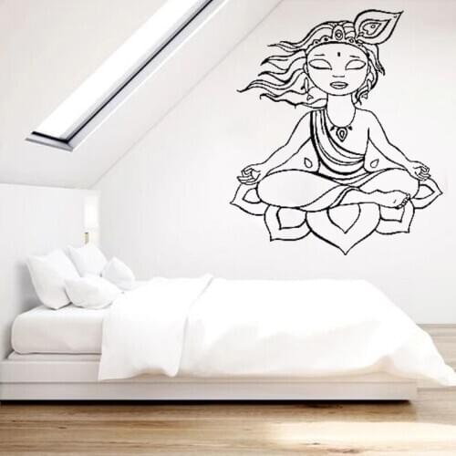 Wall Stickers Bedroom Buddha Buddhism Vinyl Decals Yoga Home Decoration Lotus Religion Art Mural O48