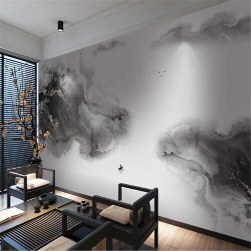 Milofi wall custom 3D wallpaper mural new Chinese Zen ink landscape home decoration background wall