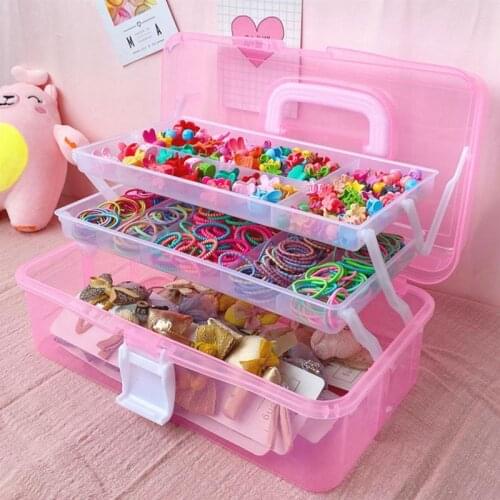 Desktop Storage Box 3 Layers High Capacity Hair Tie Jewelry Storage Case Girls Head Rope Jewelry Organizer Sundries Container