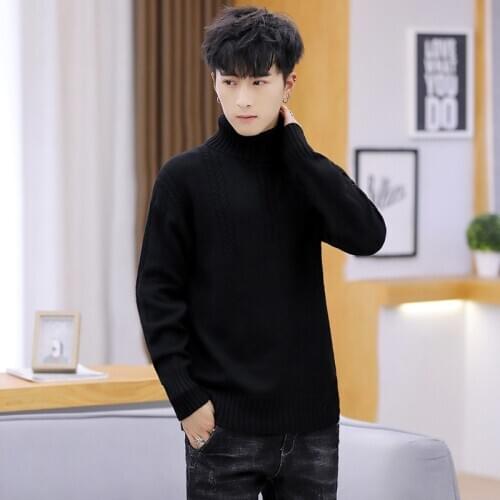 2020 New Mens Sweater Winter Clothes Casual Turtleneck Pullovers Fashion Blcke Gray Knitted Sweater Men