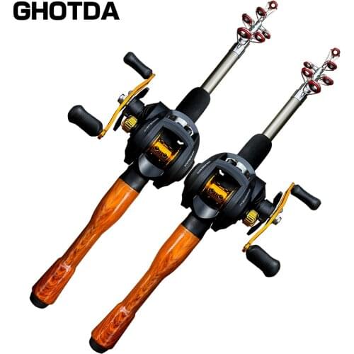 GHOTDA New Fishing Rod Reel Combo Portable Mini 1.3/1.6/1.8M Lure Fishing Rod and 17+1BB Baitcasting Reel Set