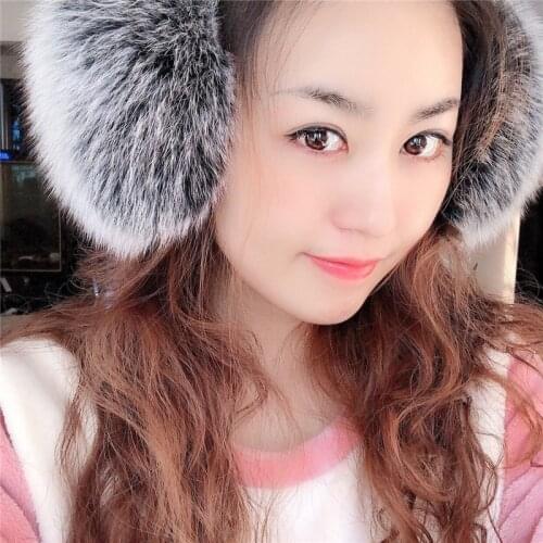 New Women 100% Natural Real Fox Fur Earmuffs Winter Fashion Girls Fox Fur Earmuffs Russian Plush Genuine Fur Earflap