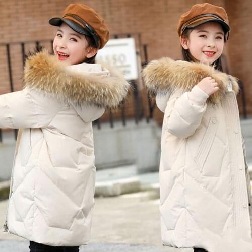 New Winter Parkas Outerwear Fur Collar Warm Hooded Coats Baby Girl Outwear Kids Winter Clothes For 4-14Yrs Kids Clothes Girls