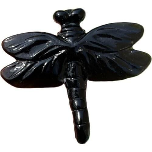Natural obsidian dragonfly carving quartz crystal skull Reiki healing
