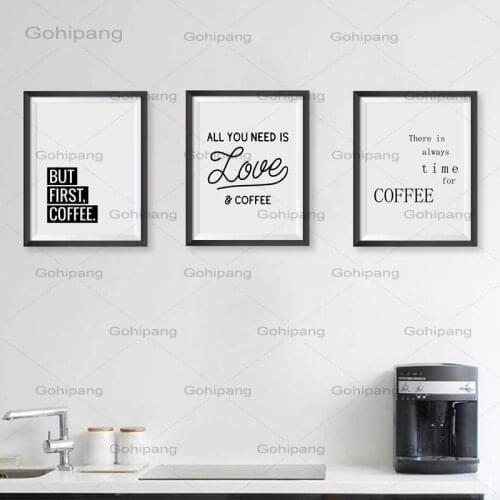 Scandinavian Style Canvas Poster Love Live Coffee Phrase Canvas Painting Wall Art Modular Pictures for Living Room Decoration