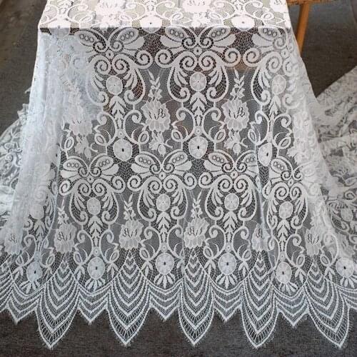 1.5 meters wide black and white thick eyelashes lace fabric DIY wedding dress clothing skirt home textile fabric