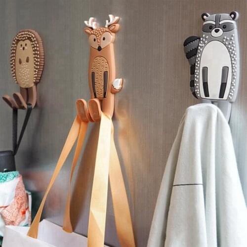 Unique Multifunctional Cartoon Animals Magnetic Hooks Removable Decorative Fridge Sticker Refrigerator Message Magnet Key Holder