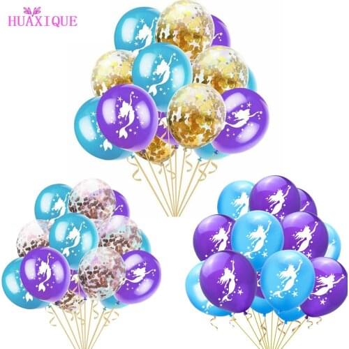 15pcs/lot 12inch Birthday Party Confetti Balloons Mermaid Latex Air Balloon Baby Shower Wedding Party Globos Decoration Supplies